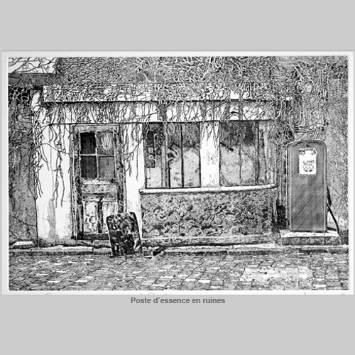Poste d'essence en ruines